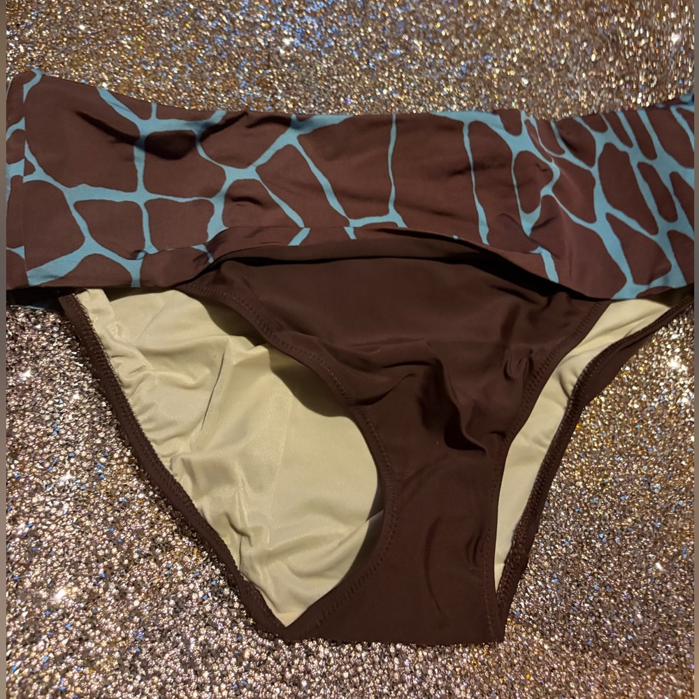 Fantasie Brown and Blue Patterned Bikini Bottom